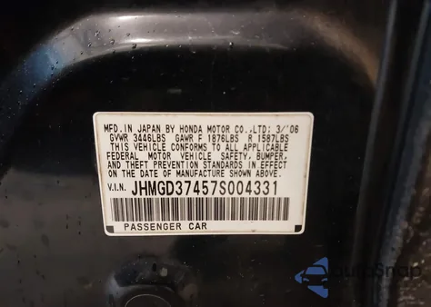 2007 Honda Fit from USA, damaged, VIN JHMGD37457S004331